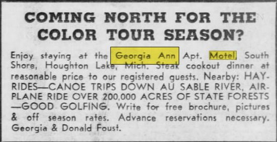 Georgia Ann Apt Motel - Sep 11 1963 Ad